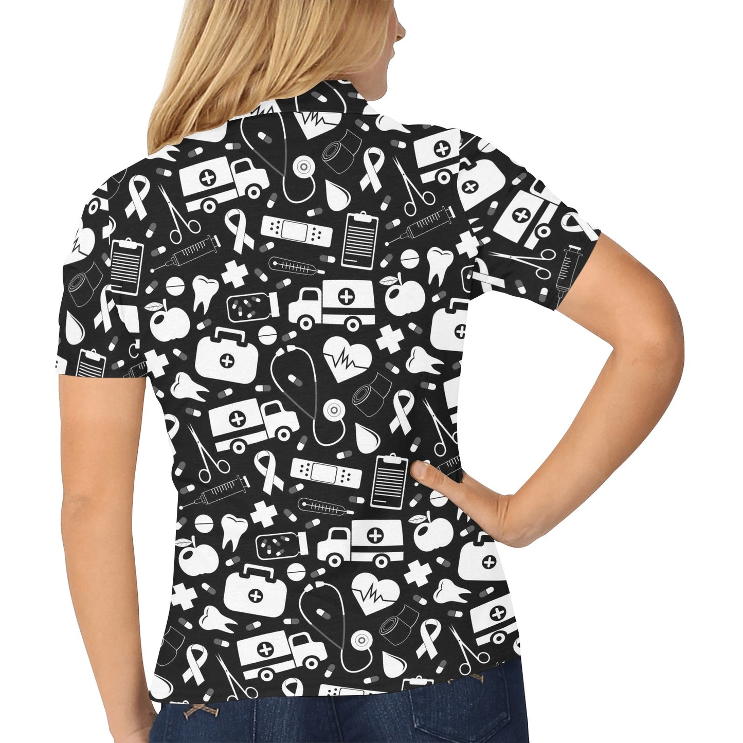 Medical Pattern Print Design 01 Women's Polo Shirt