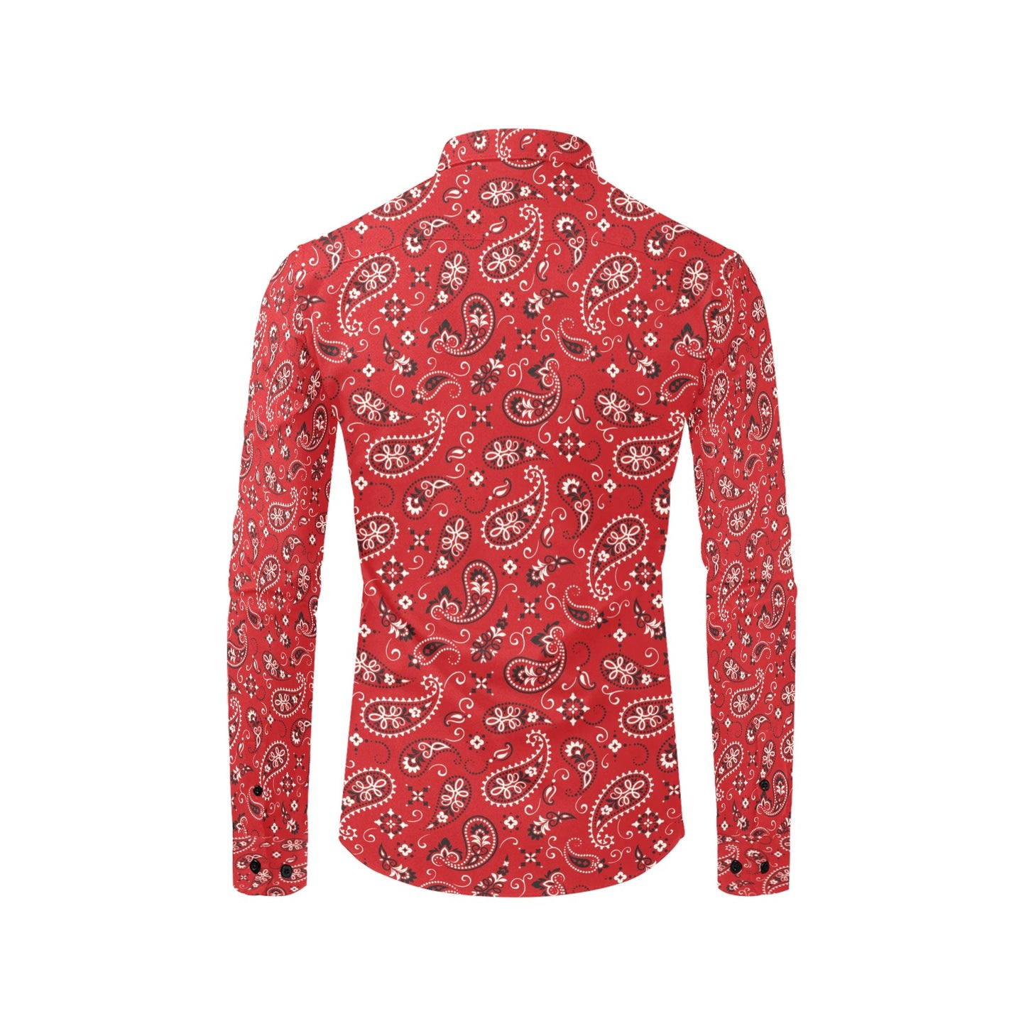 Bandana Paisley Red Print Design LKS3011 Men's Long Sleeve Dress Shirt
