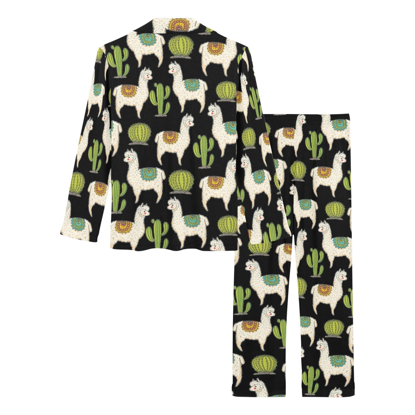 Alpaca Cactus Pattern Print Design 07 Women's Long Pajama Set