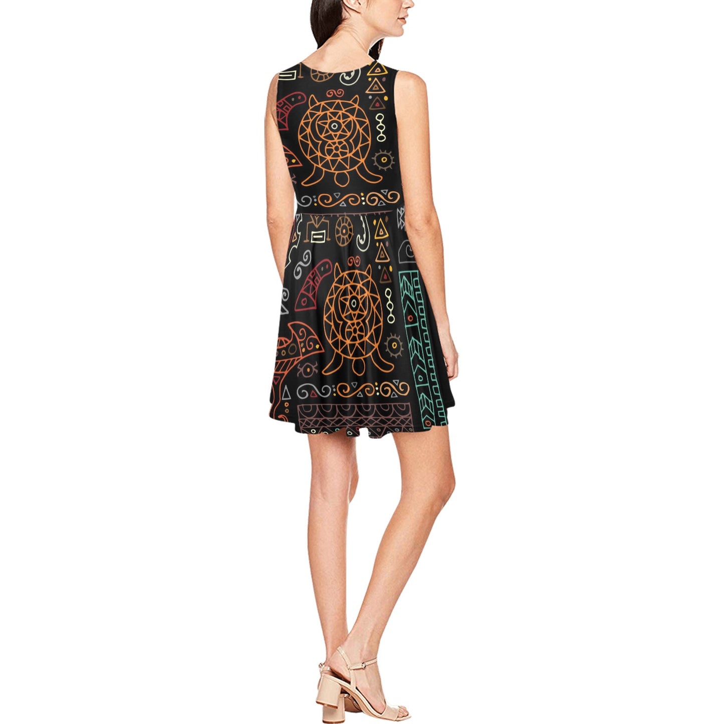 Polynesian Pattern Print Design A04 Sleeveless Dress
