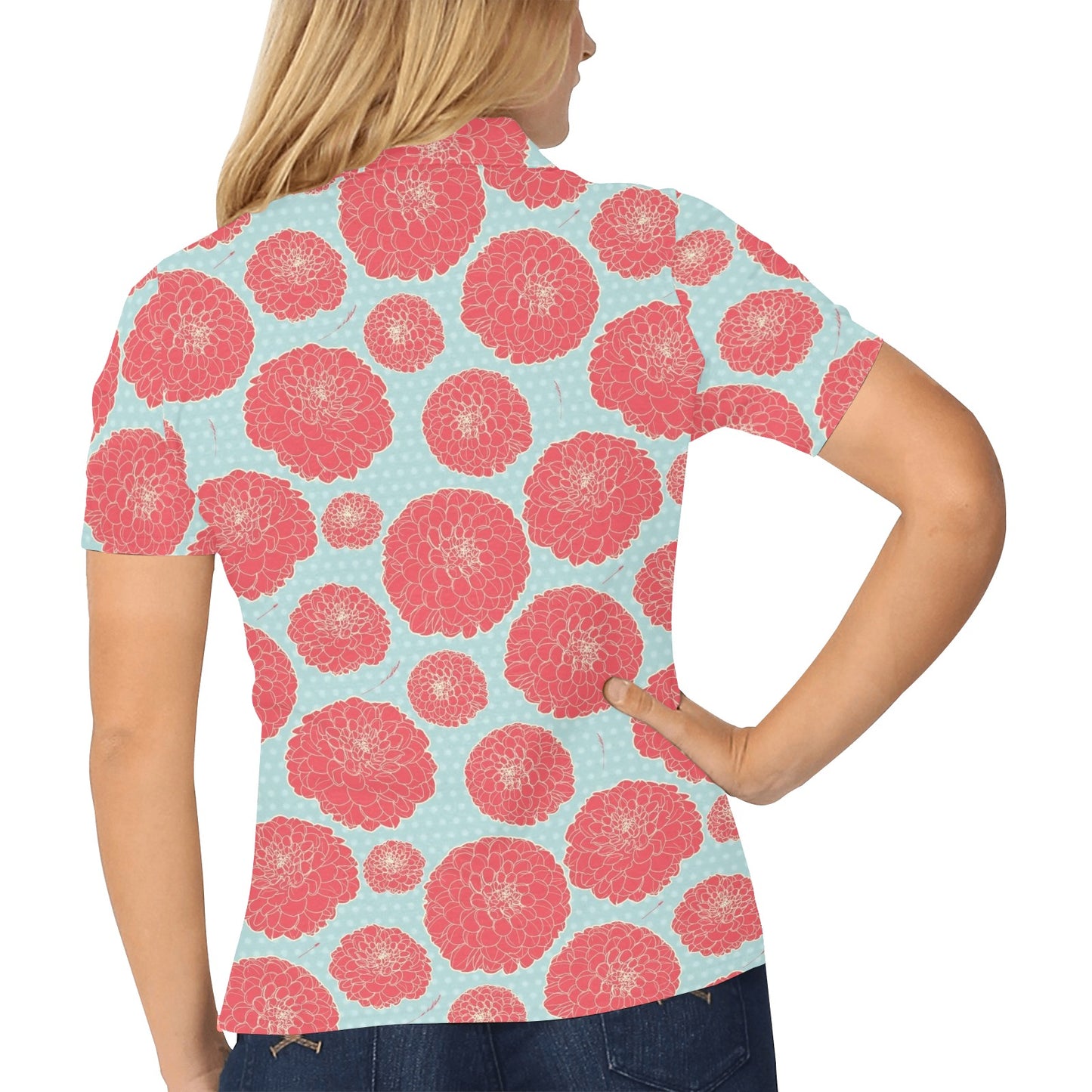 Marigold Pattern Print Design MR03 Women's Polo Shirt