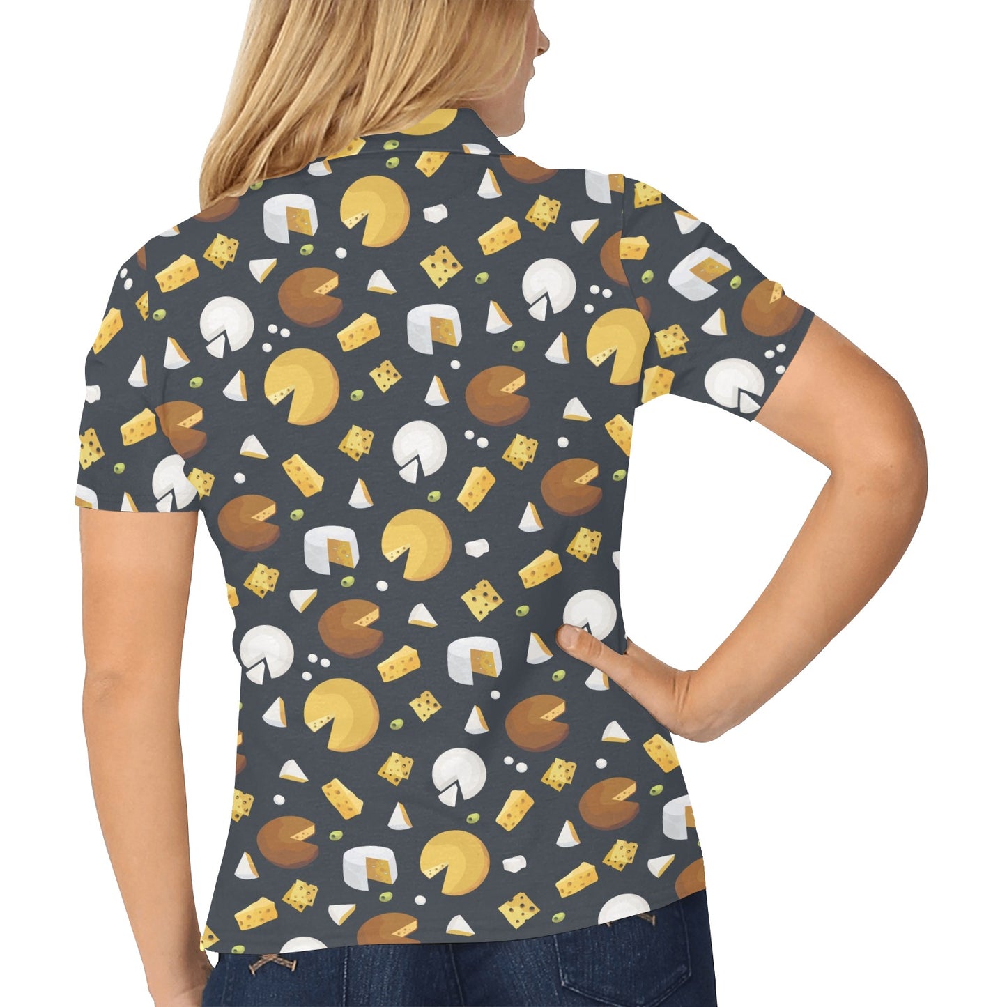 Cheese Pattern Print Design 03 Women's Polo Shirt