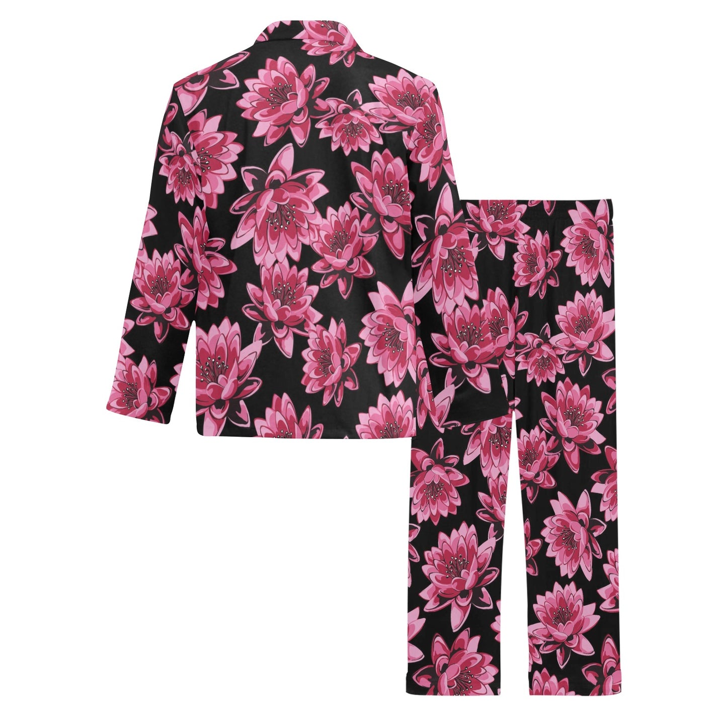 Lotus Pattern Print Design 03 Men's Long Pajama Set