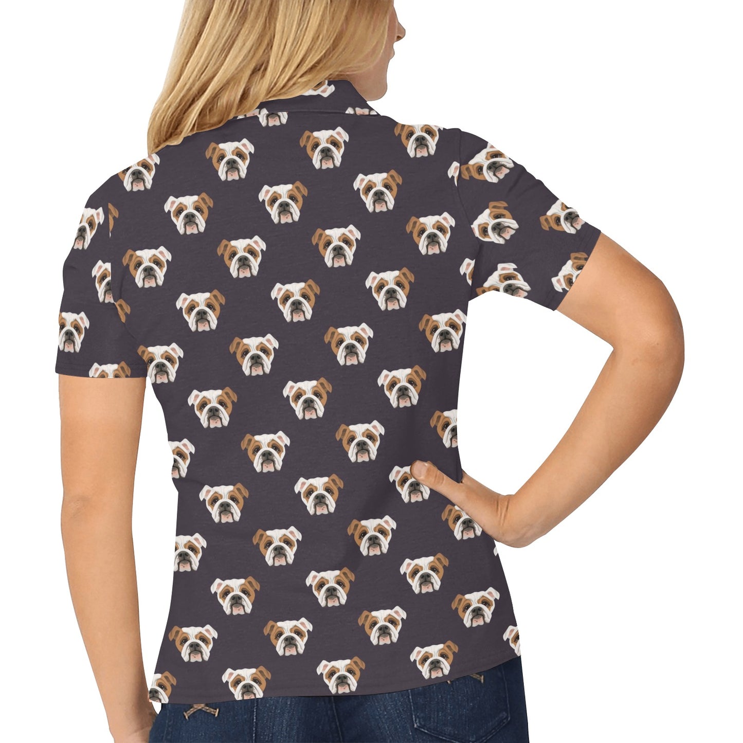 Bulldogs Pattern Print Design 03 Women's Polo Shirt