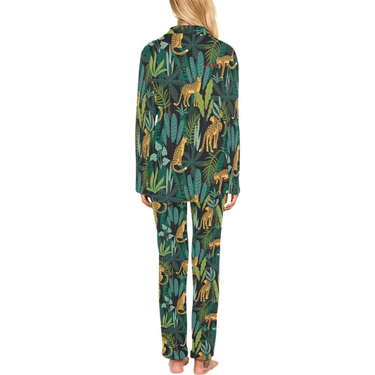 Jaguar Jungle Pattern Print Design 03 Women's Long Pajama Set