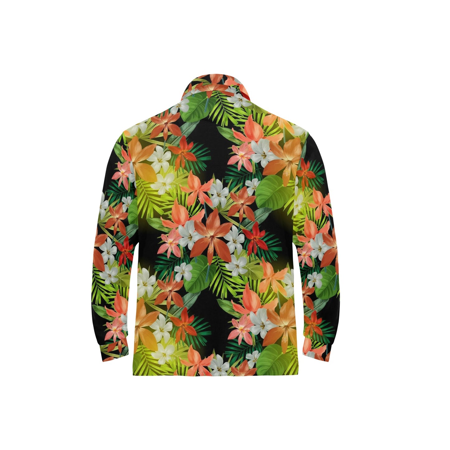 Amaryllis Pattern Print Design AL07 Long Sleeve Polo Shirt For Men's