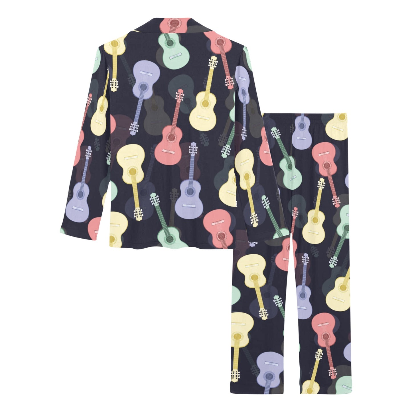 Acoustic Guitar Print Design LKS401 Women's Long Pajama Set