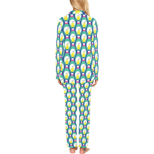 Bowling Pattern Print Design 04 Women's Long Pajama Set