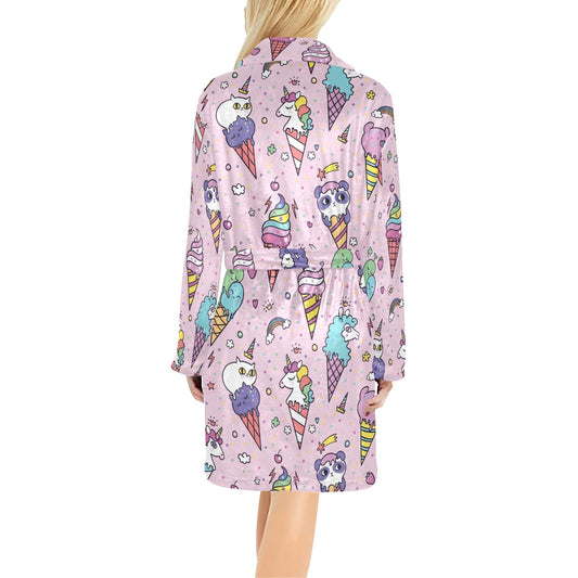 Ice Cream Pattern Print Design IC05 Women's Fleece Robe