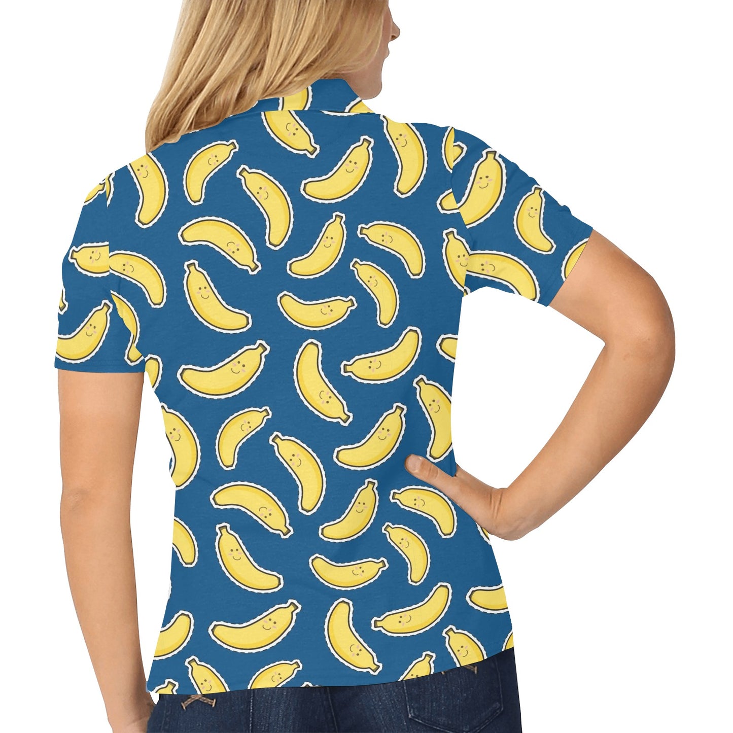 Banana Pattern Print Design BA02 Women's Polo Shirt