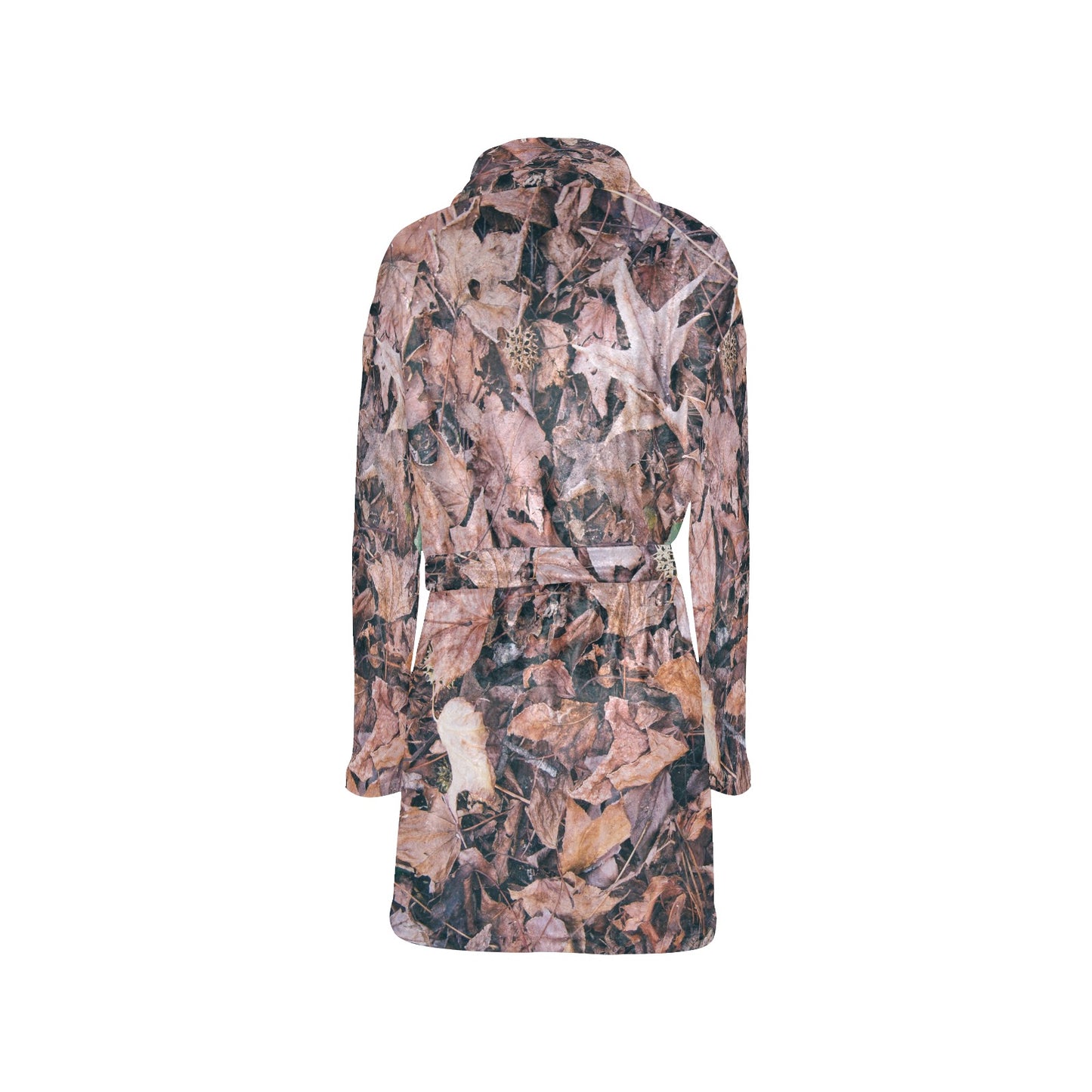Camouflage Realistic Tree Leaf Print Women's Fleece Robe