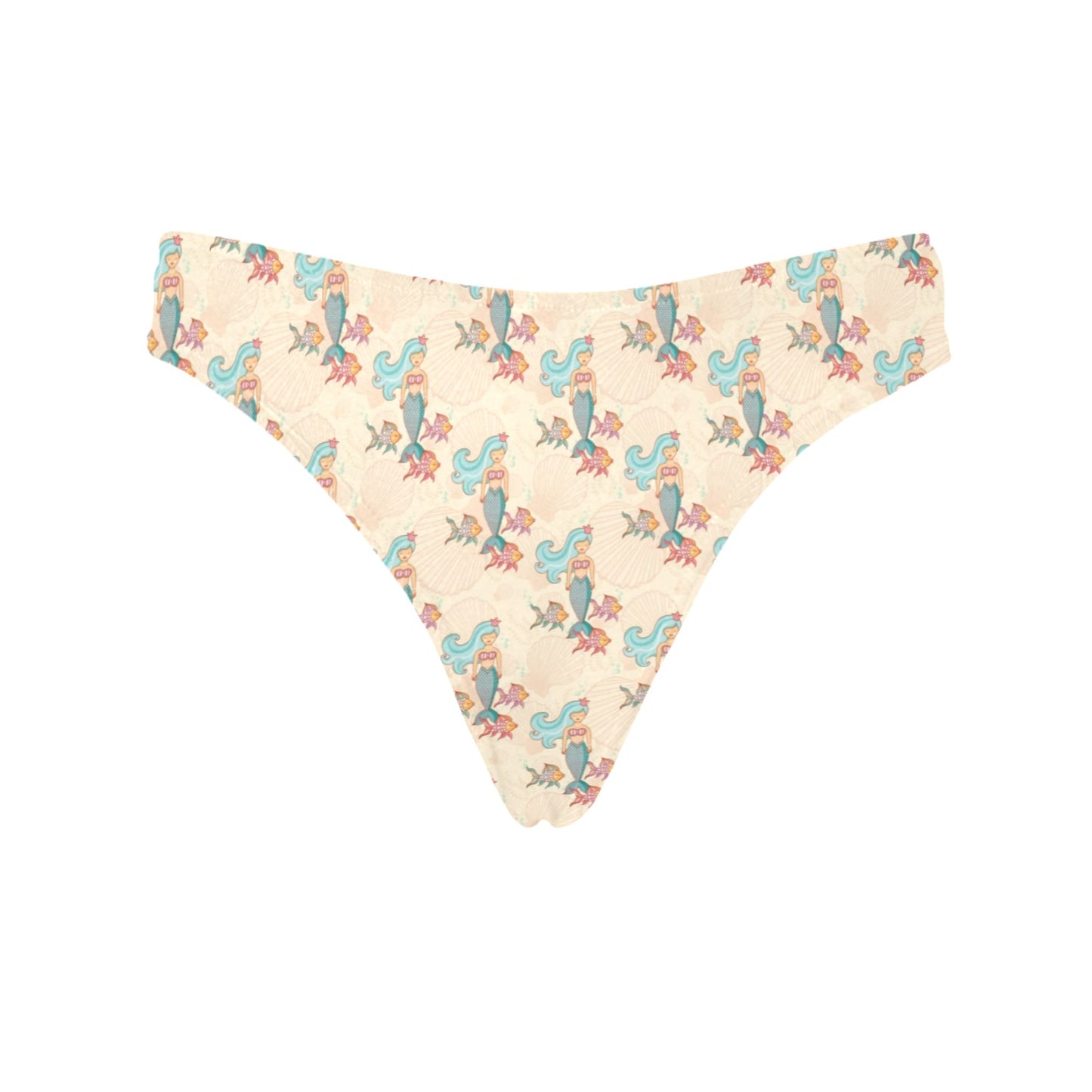 Mermaid Girl With Fish Design Print Women's Thongs