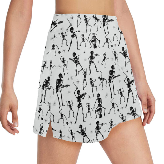 Skeleton Music Player Print Design LKS303 17" Golf & Pickleball Skort with Pockets