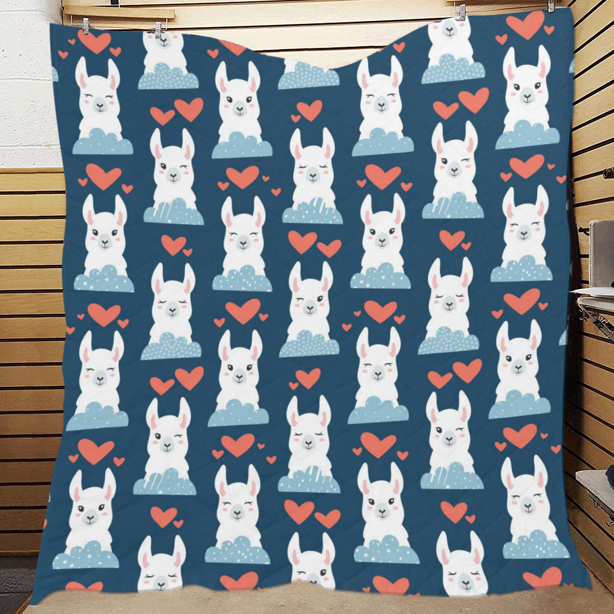 Alpaca Love Pattern Print Design 05 Premium Quilt