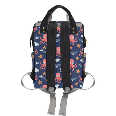Octopus Pattern Print Design A04 Diaper Bag Backpack