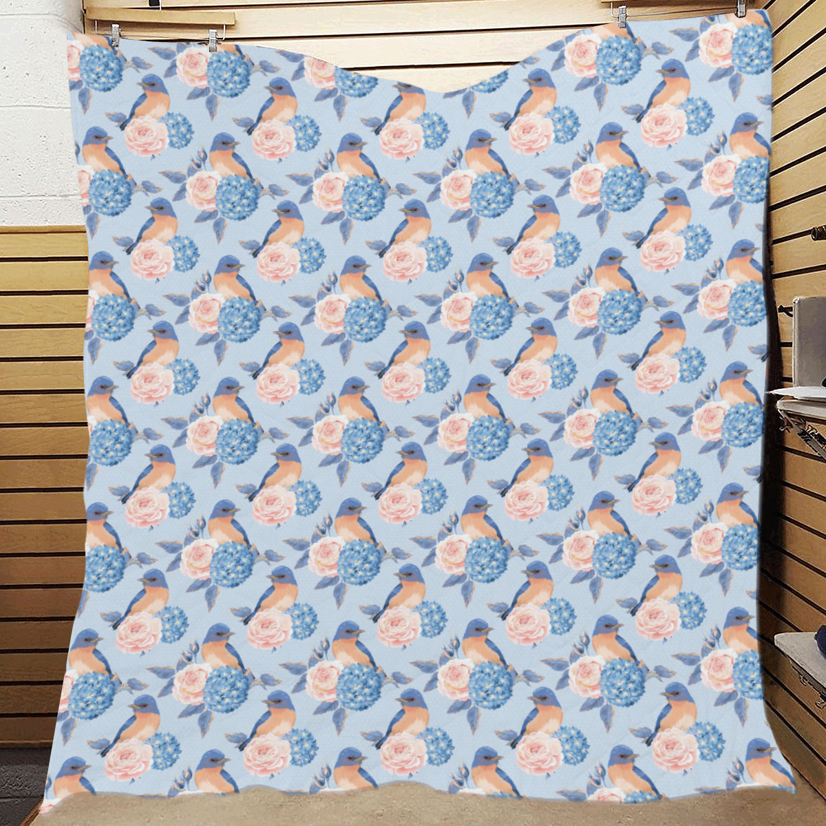 Bluebird Pattern Print Design 01 Premium Quilt