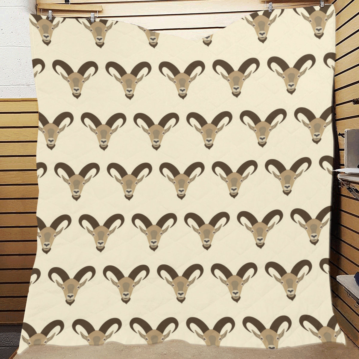 Goat Pattern Print Design 01 Premium Quilt