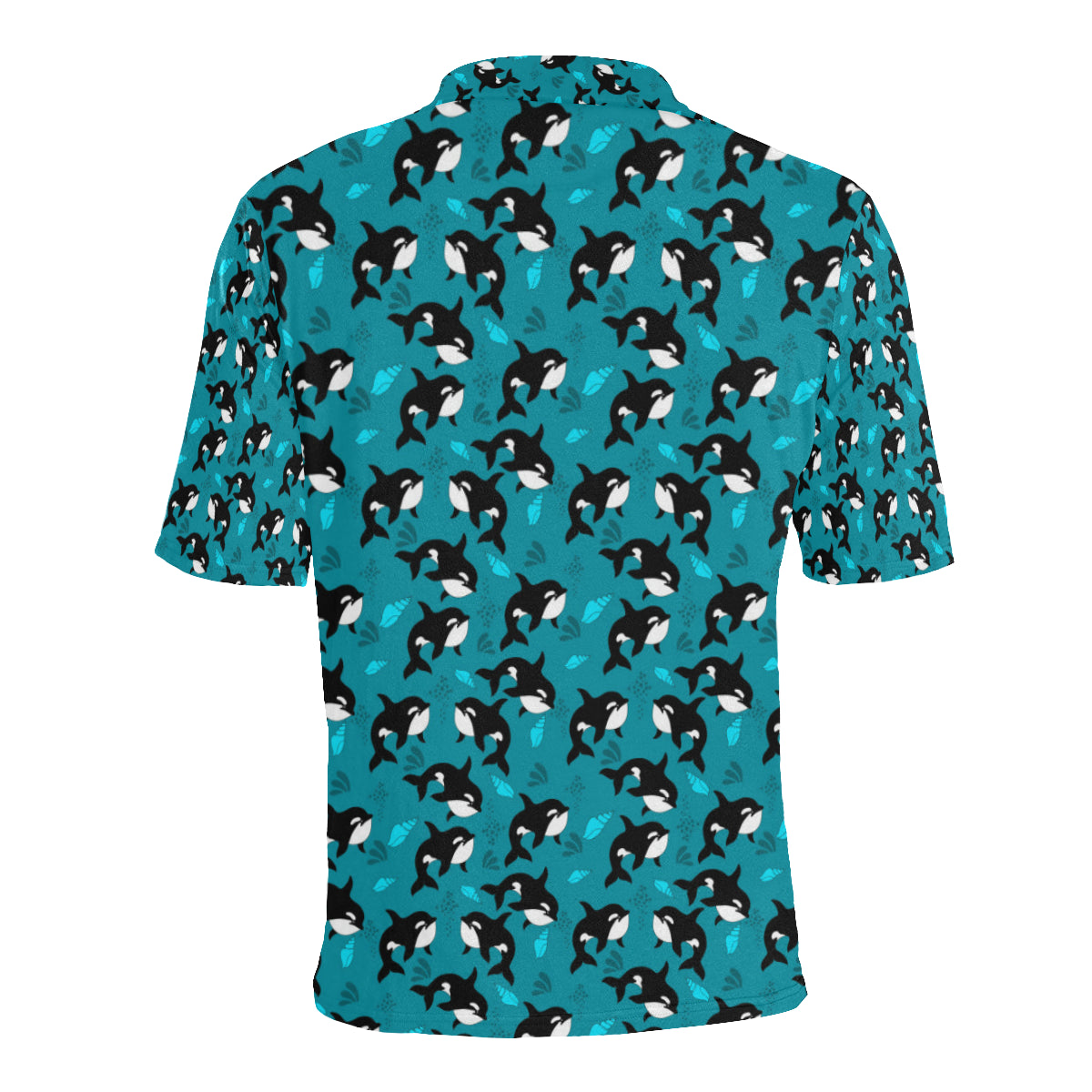 Whale Sea Design Themed Print Men Polo Shirt