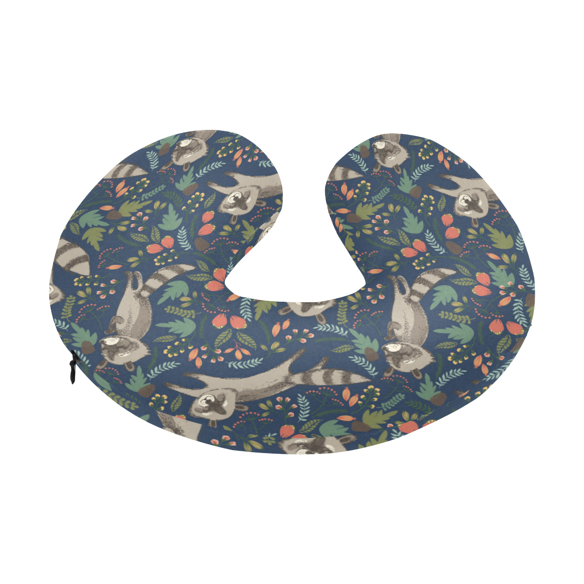 Raccoon Pattern Print Design A02 U-Shaped Travel Neck Pillow