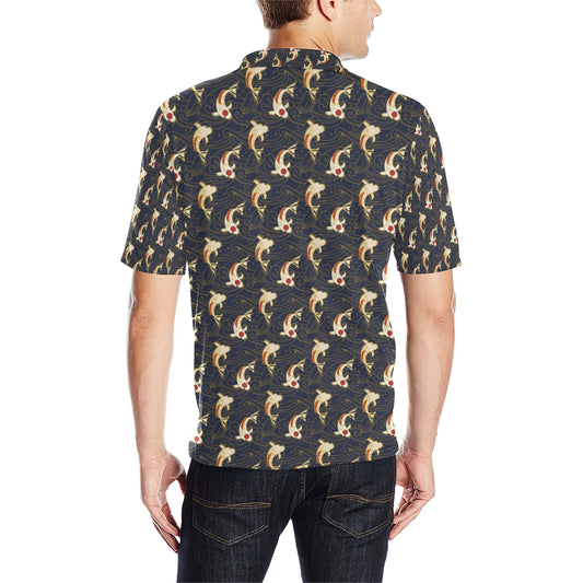 Koi Carp Japanese Design Themed Print Men Polo Shirt