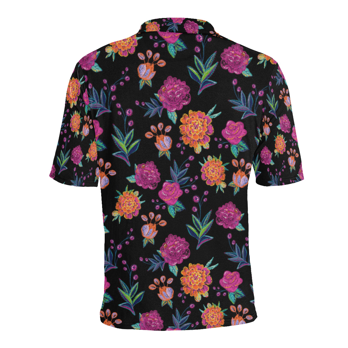 Marigold Pattern Print Design MR02 Men Polo Shirt