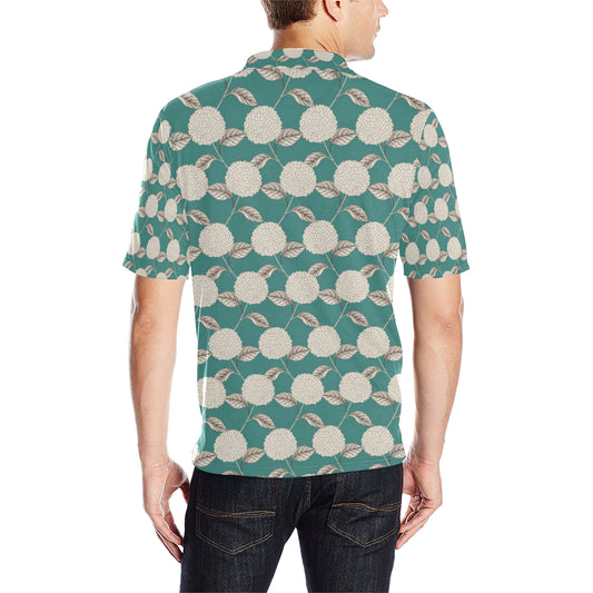 Hydrangea Pattern Print Design HD03 Men Polo Shirt