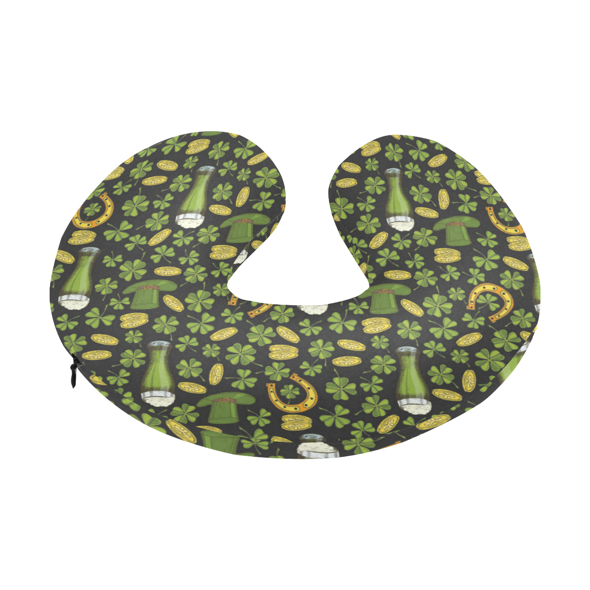 Clover St Patricks Pattern Print Design 03 U-Shaped Travel Neck Pillow
