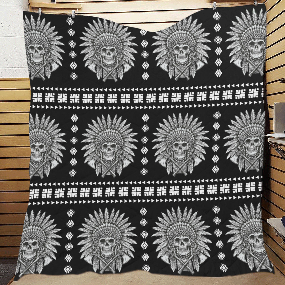 Native American Indian Skull Premium Quilt