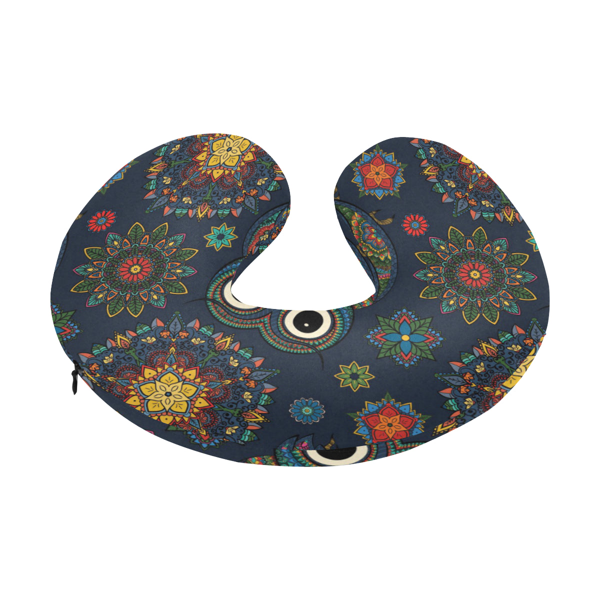 Owl Boho Style Pattern Print Design A04 U-Shaped Travel Neck Pillow