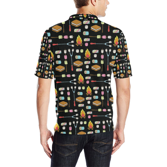 Camping Campfire Marshmallows Men Polo Shirt