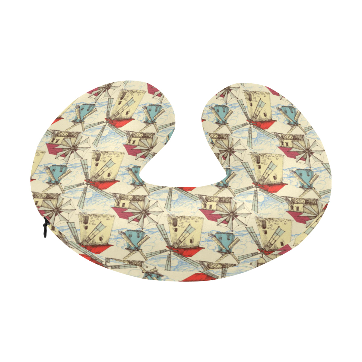 Windmill Pattern Print Design 01 U-Shaped Travel Neck Pillow
