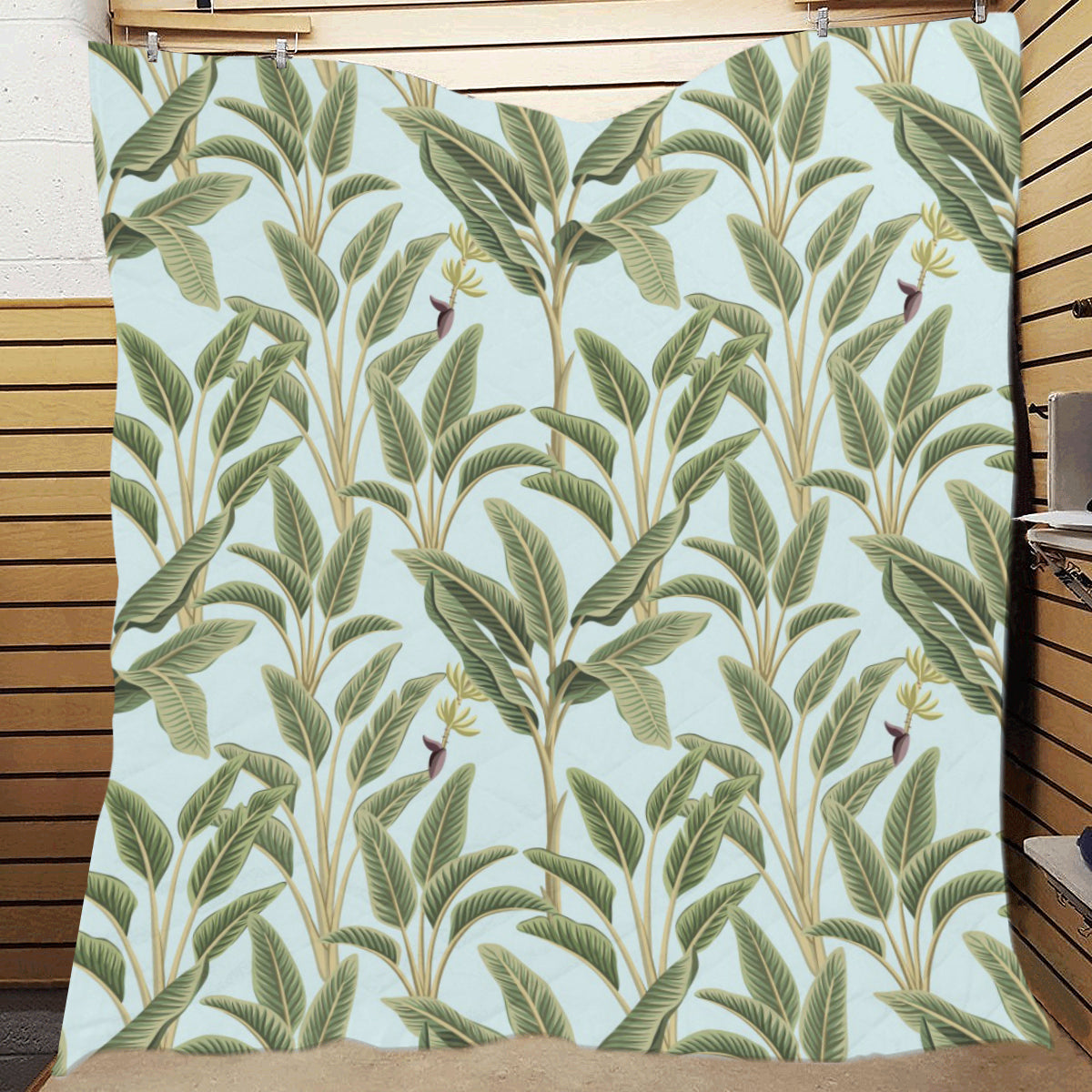 Banana Leaf Pattern Print Design BL03 Premium Quilt