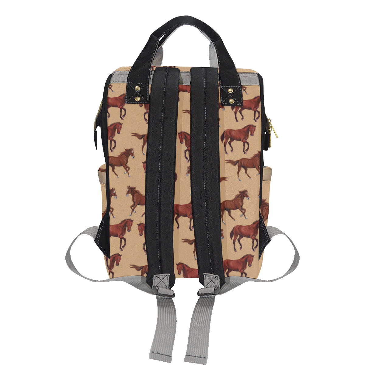 Brown Horse Print Pattern Diaper Bag Backpack