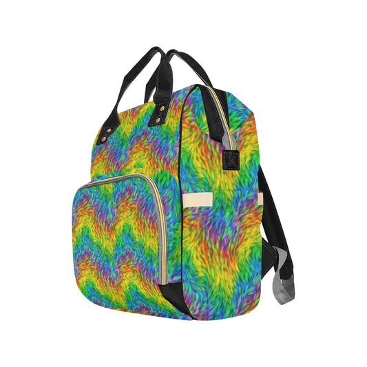 Rainbow Fur Design Print Diaper Bag Backpack