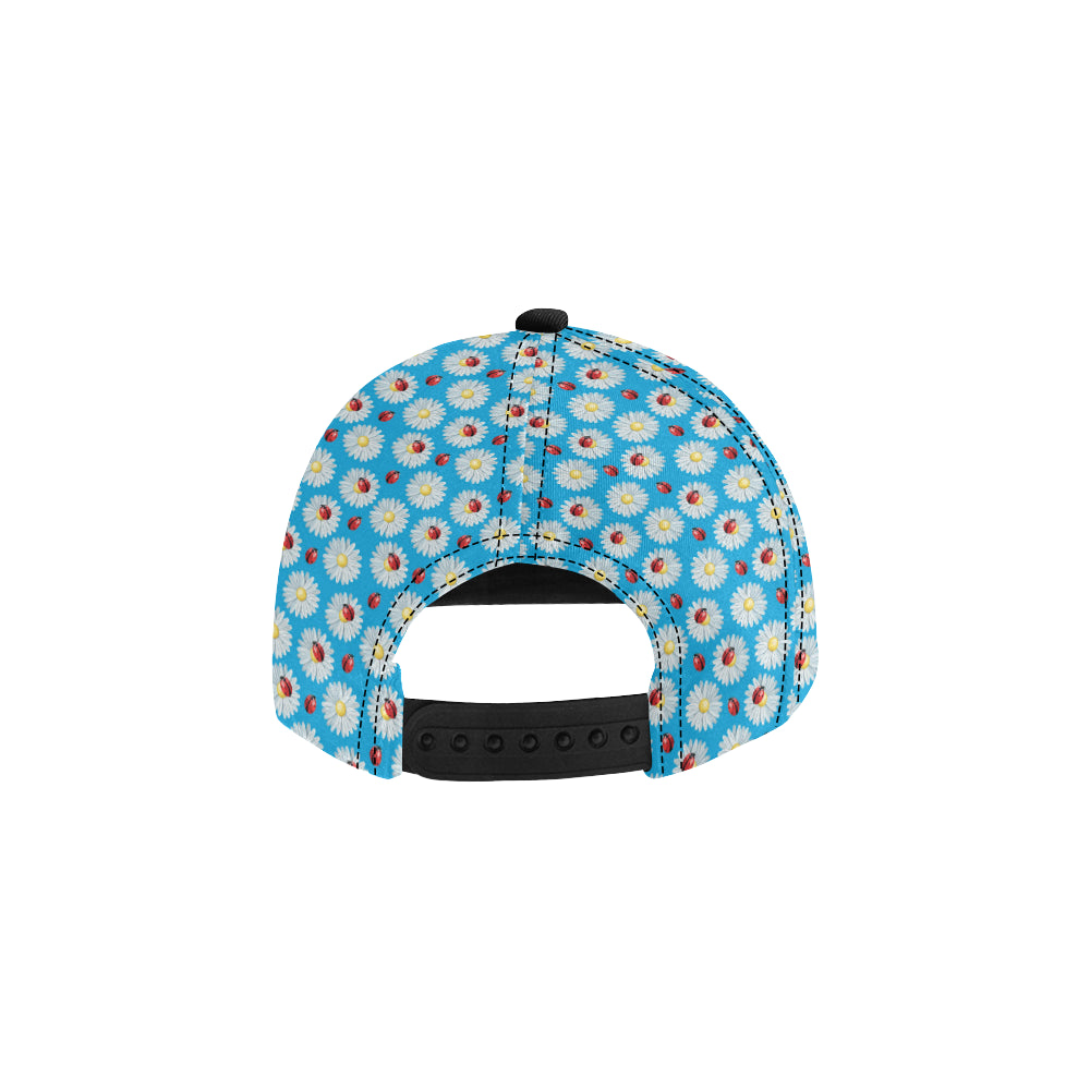 Ladybug with Daisy Themed Print Pattern Snapback Cap