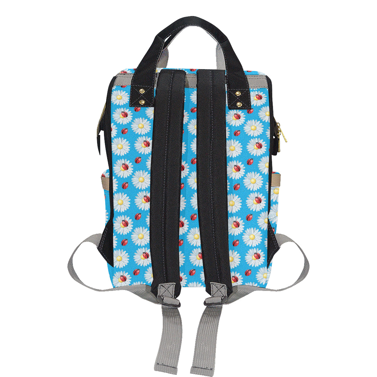 Ladybug with Daisy Themed Print Pattern Diaper Bag Backpack