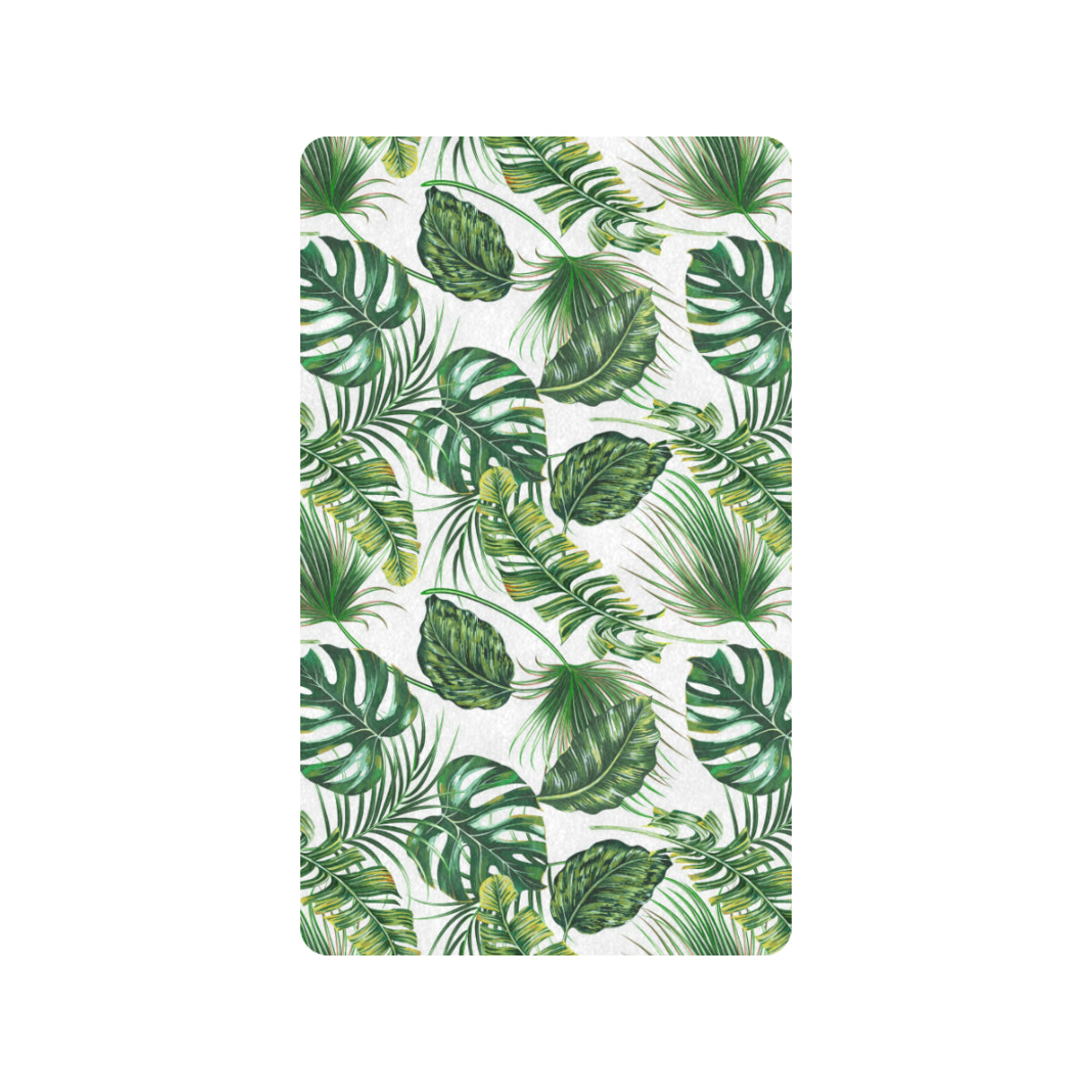 Green Pattern Tropical Palm Leaves Rubber Doormat
