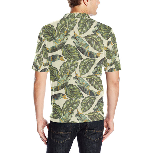 Banana Leaf Pattern Print Design BL08 Men Polo Shirt