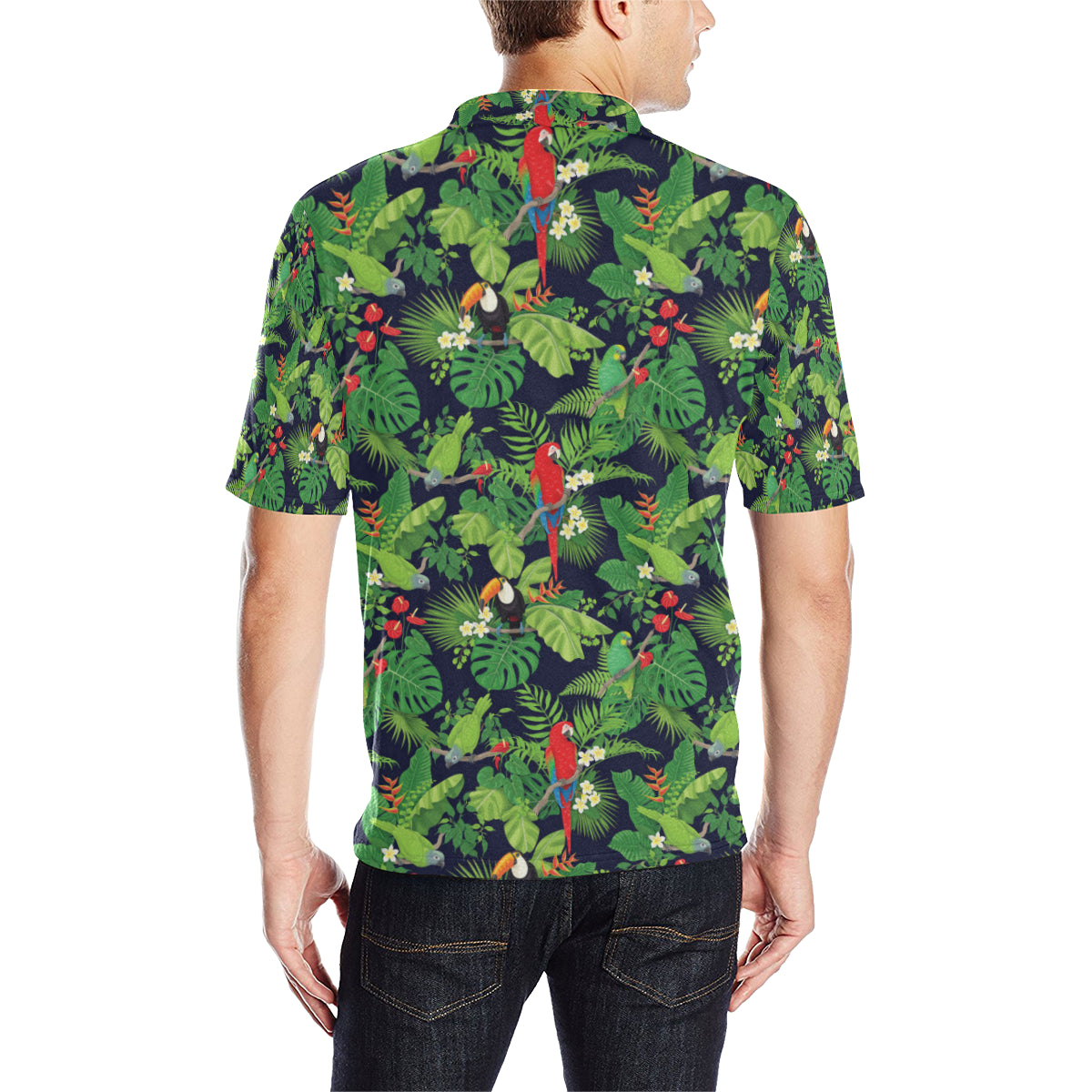 Rainforest Parrot Pattern Print Design A03 Men Polo Shirt