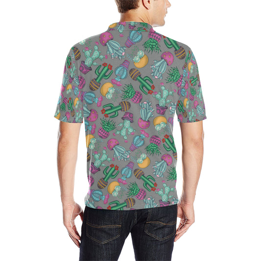 Cactus Colorful Print Pattern Men Polo Shirt