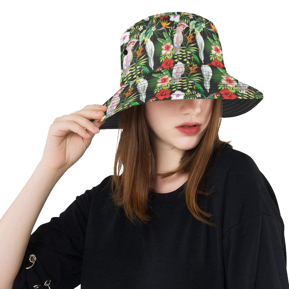 Tropical Flower Pattern Print Design TF03 Unisex Bucket Hat