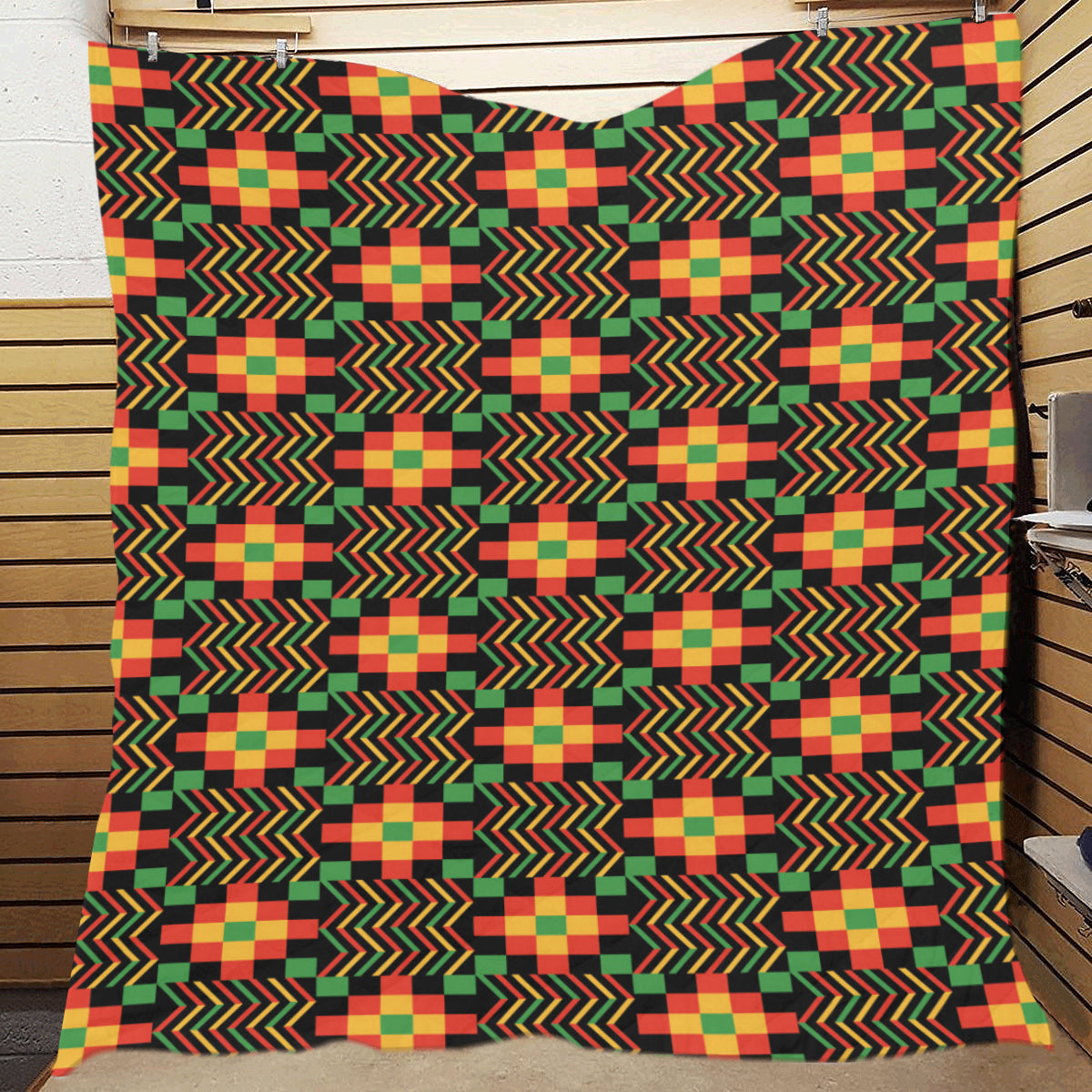 Kente Pattern Print Design 01 Premium Quilt