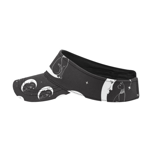 Moon with Cat Pattern Print Design 04 Unisex Sun Visor