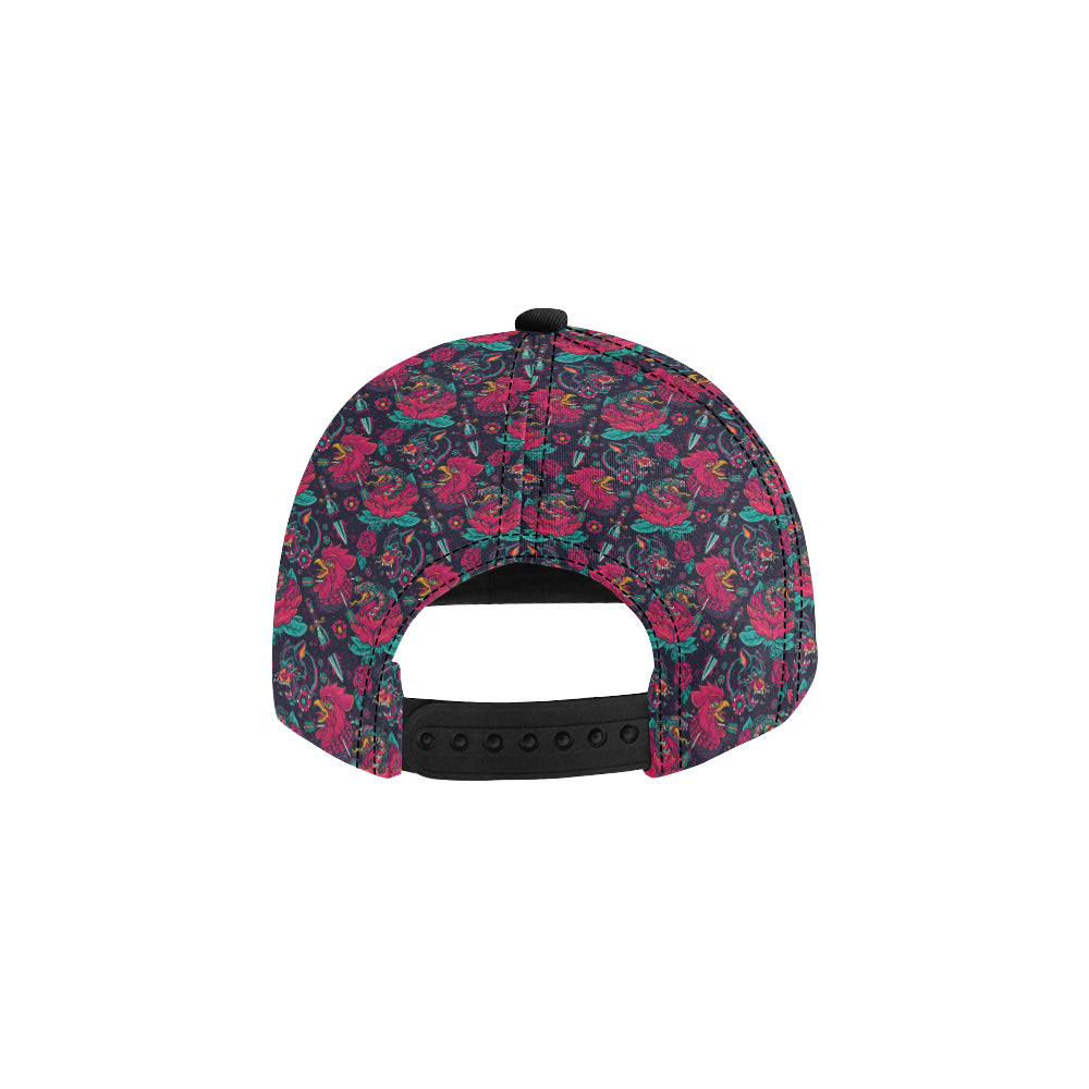 Old School Tattoo Print Snapback Cap
