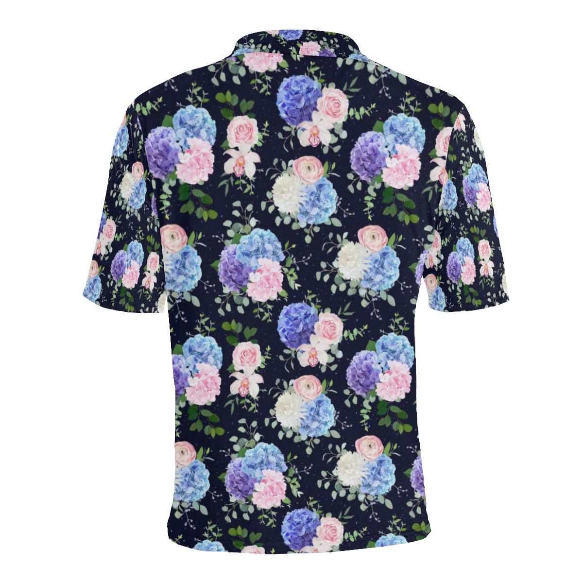 Hydrangea Pattern Print Design HD01 Men Polo Shirt