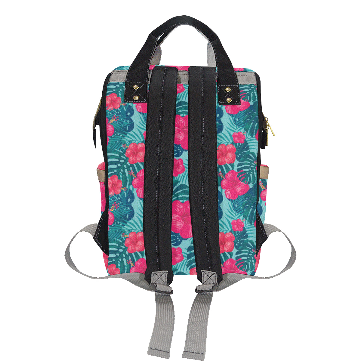 Red Hibiscus Pattern Print Design HB017 Diaper Bag Backpack
