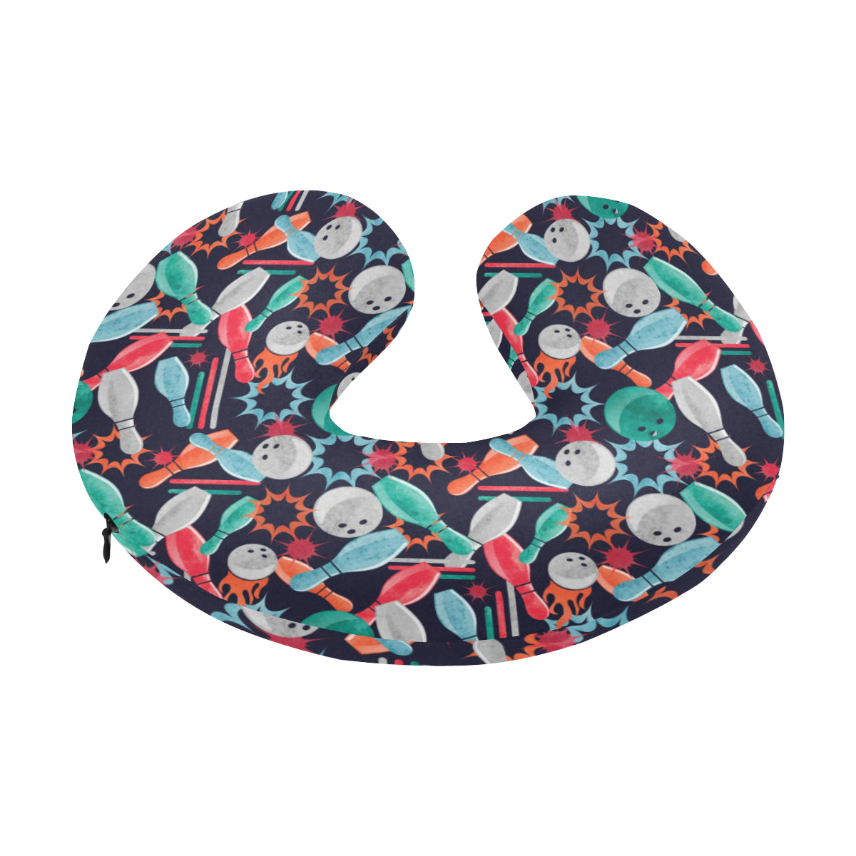 Bowling Pattern Print Design 08 U-Shaped Travel Neck Pillow