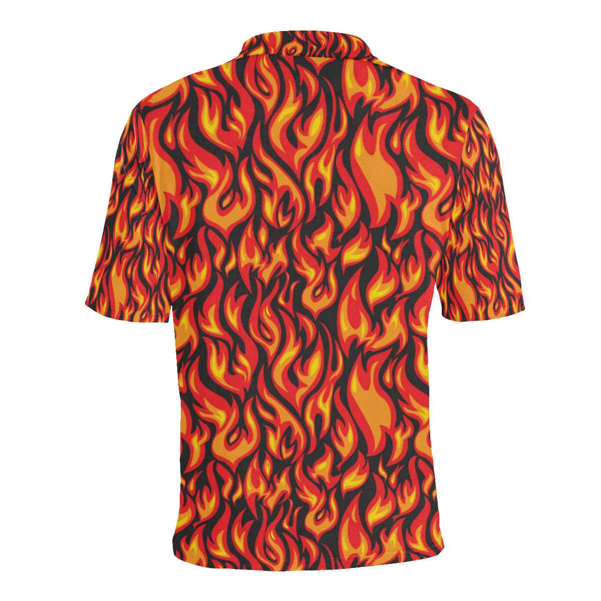 Flame Fire Print Pattern Men Polo Shirt