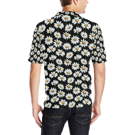 Daisy Print Pattern Men Polo Shirt