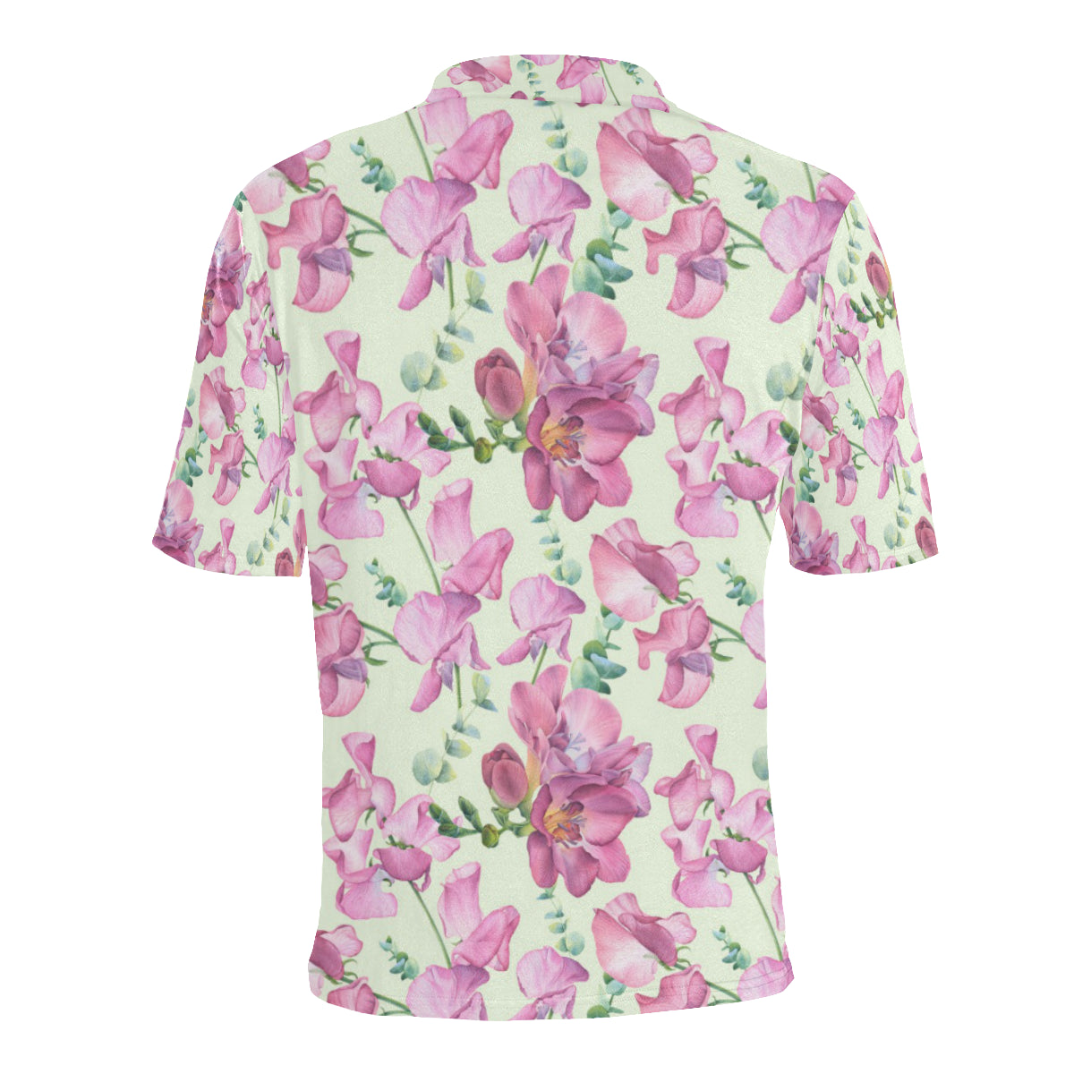 Peony Pattern Print Design PE011 Men Polo Shirt